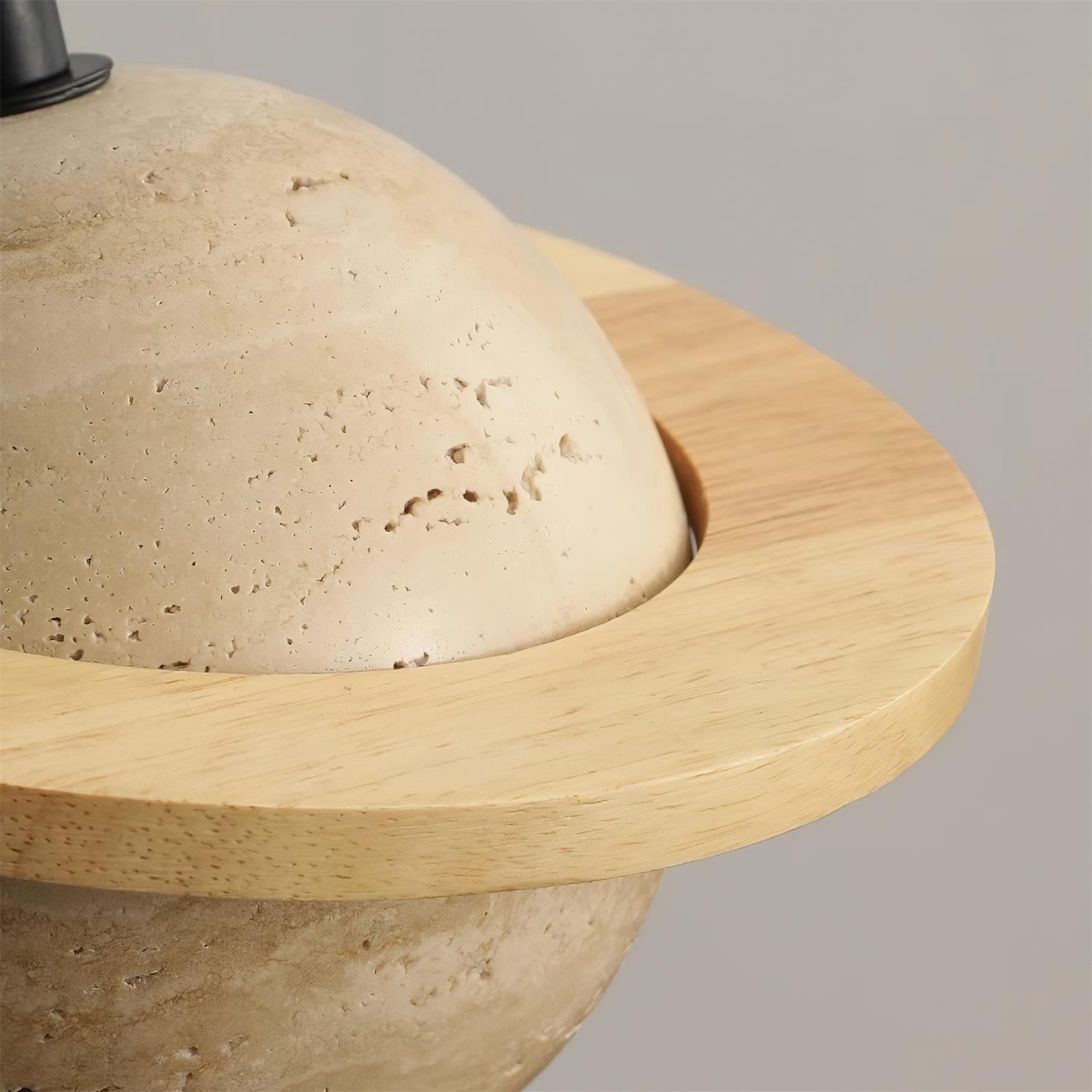Travertine Sphere Pendant Light with Ring Detail - Kitchen Island Lighting M115