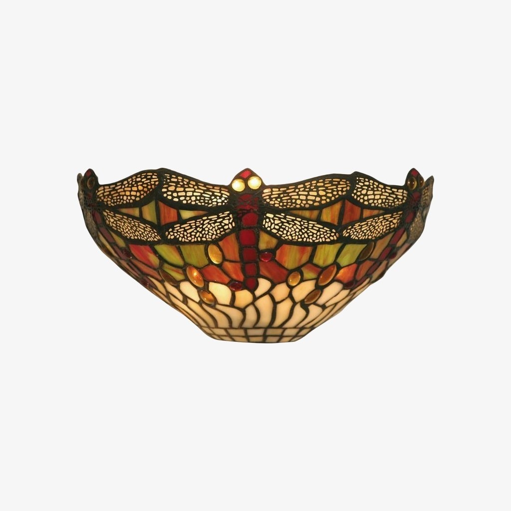 TF Dragonfly Pattern Wall light - Classic Hand-Cut Stained-Glass for Hallways & Bedrooms T923