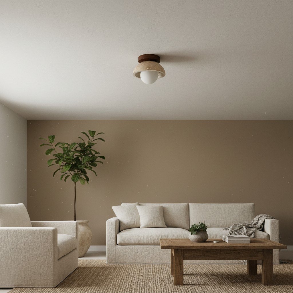 Travira Ceiling Light Textured Bowl Design Flush Mount Ceiling Lamp - Organic Style for Living Rooms T493