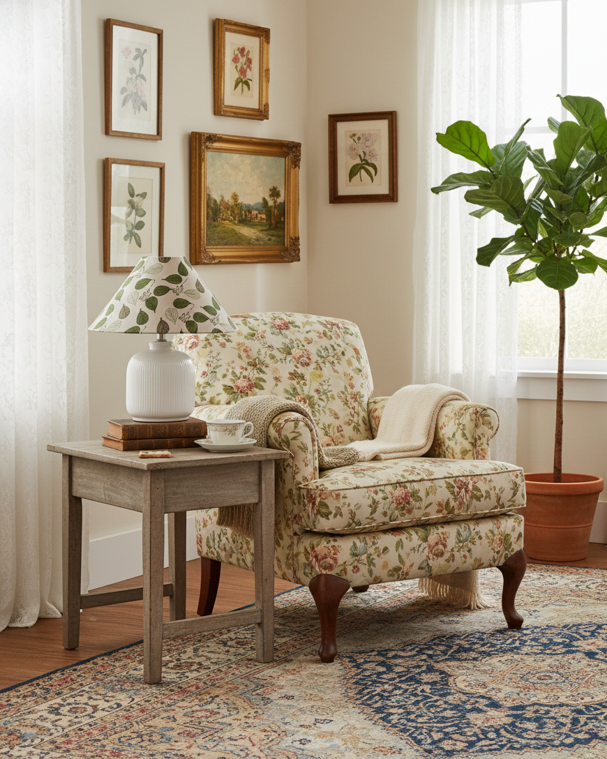 Evergreen Floral Table Lamp T1551