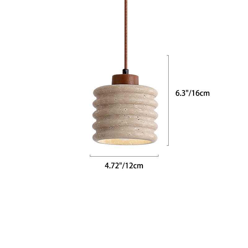 Traditional Retro Cylindrical Solid Wood Pendant Lamp M07