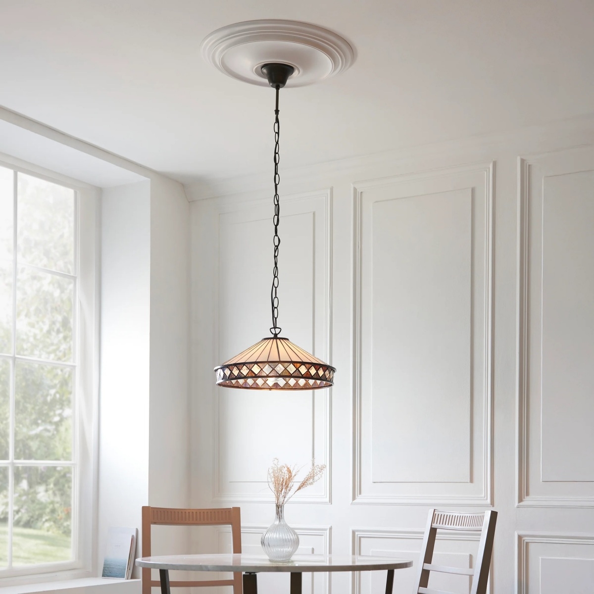 TF Fargo Pendant Light - Tiffany Style Lighting with an Art Deco Shade and Adjustable Chain T970