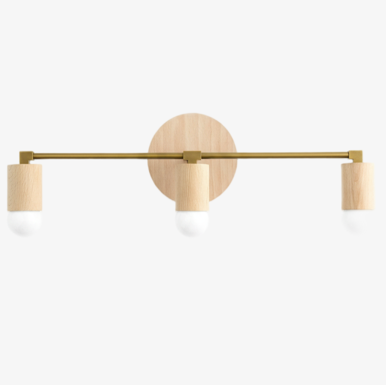 Mobilux Line Wood and Vanity Light - Bohemian Bathroom Lighting Fixture T374