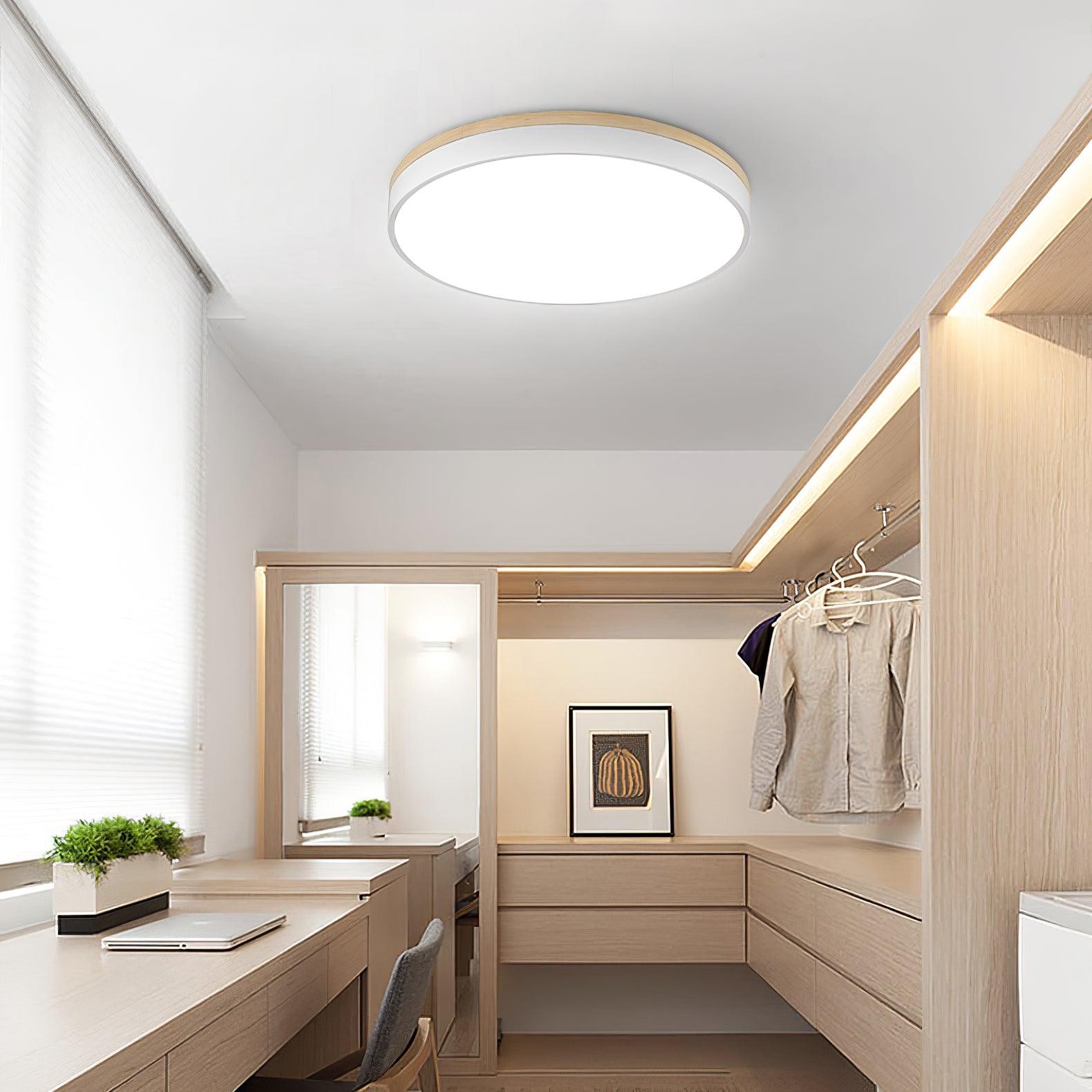 White Round Wooden Ceiling Lamp M197