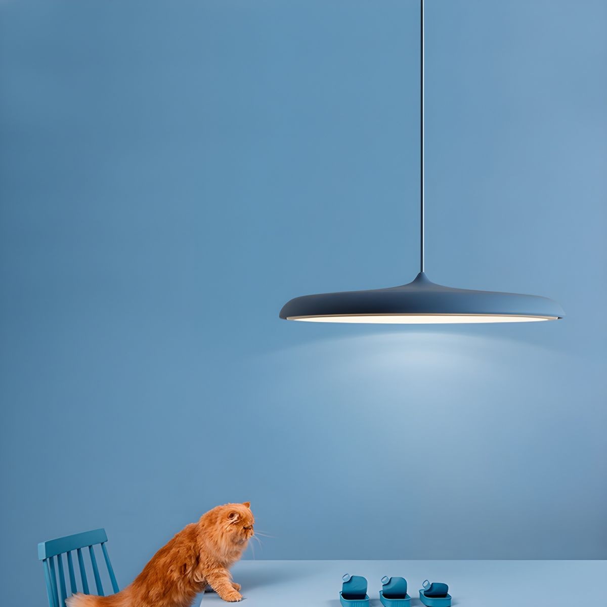 Modern Metal Saucer Pendant Light – Slim Design with LED Lighting M45