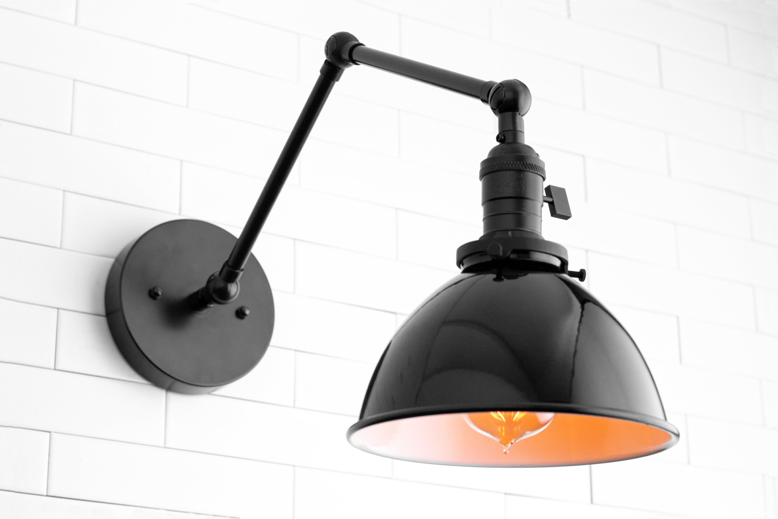 Conique Metal Vintage Industrial Swing Arm Wall Lamp - Adjustable Dome Shade for Study T313