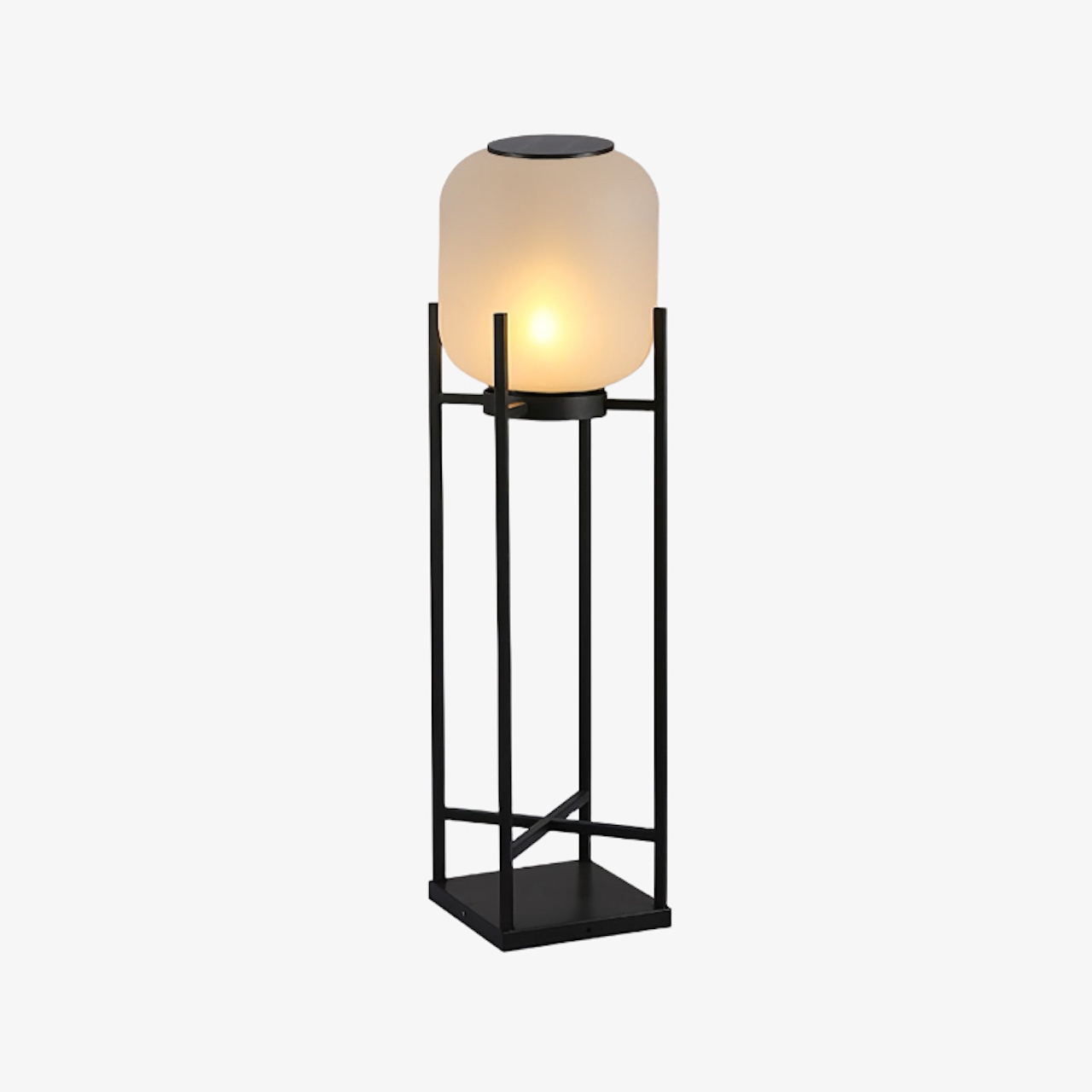 Minimalist Lantern Floor Light – Glass Shade for Outdoor Spaces