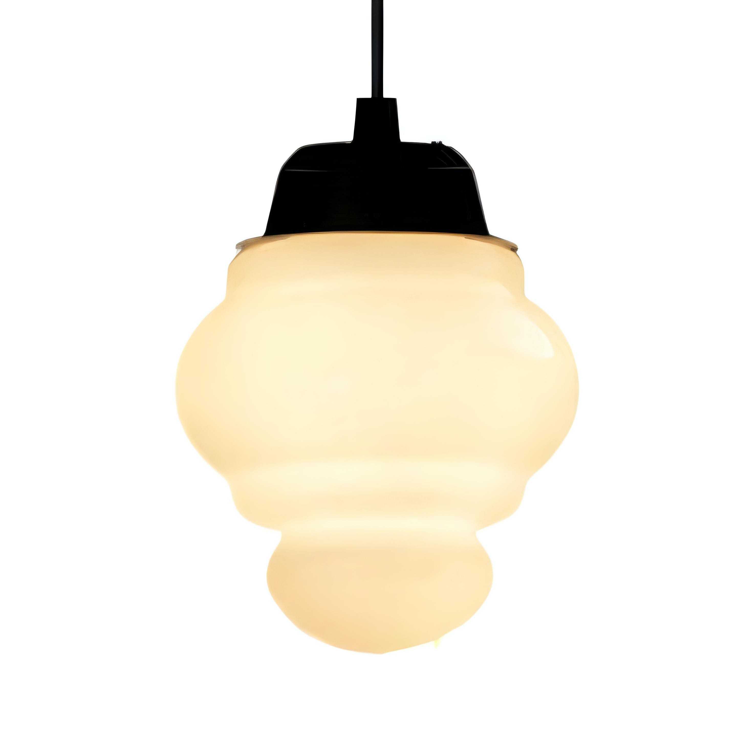 Vintage White Milk Glass Geometric Jar Pendant Light G96
