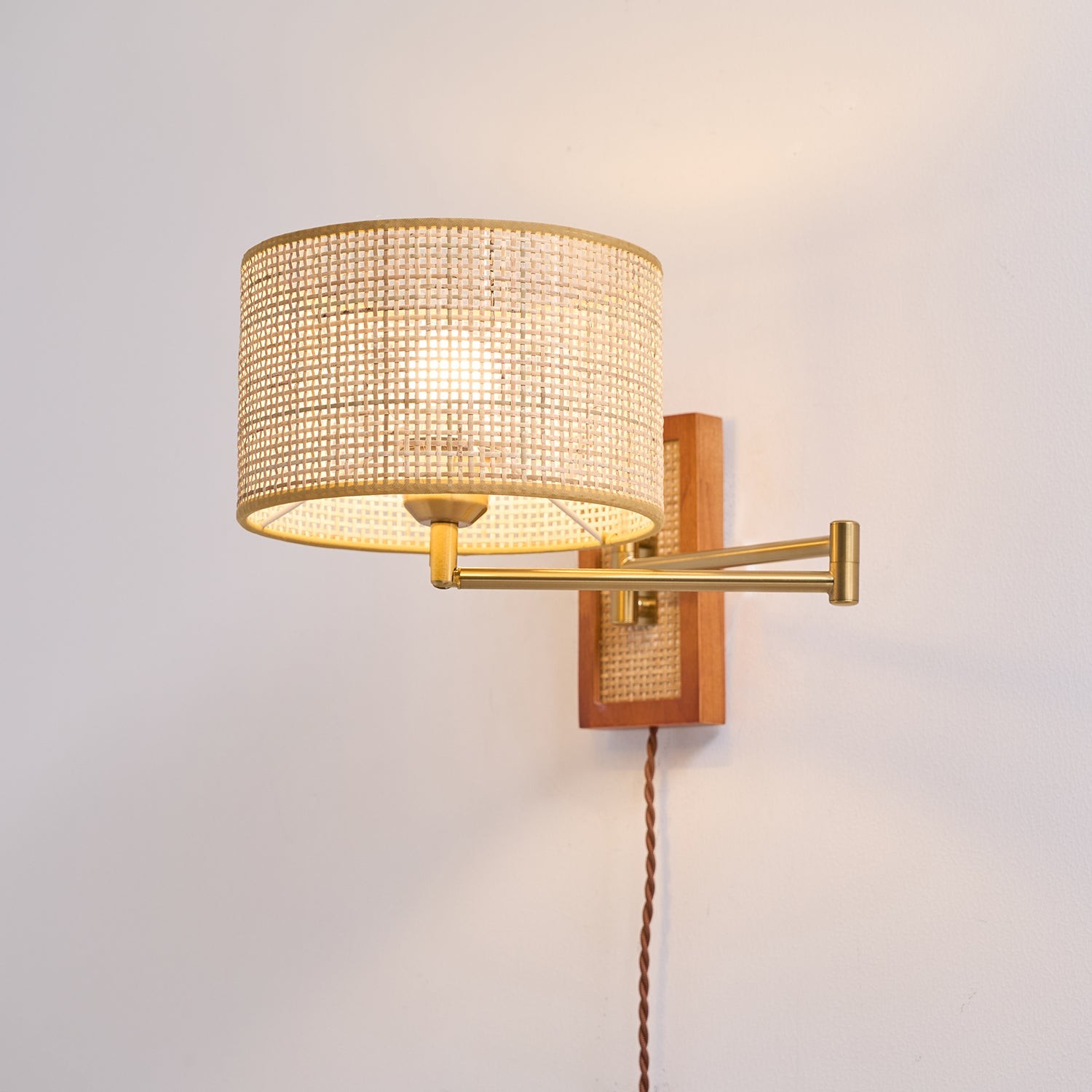 Rattan Swing Arm Wall Lamp P013