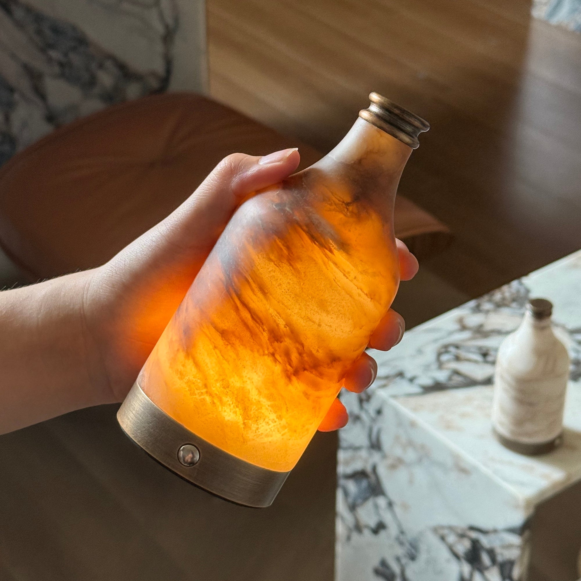 Wine Bottle Alabaster Table Lamp (Built-in Battery) T1893