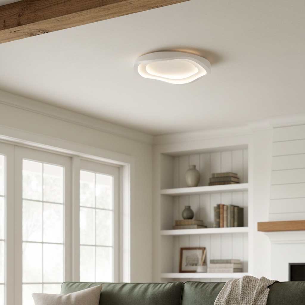 Aeris Elionis Ripple Pattern LED Ceiling Light - Minimalist Iron & Acrylic Flush Mount for Living Room T811