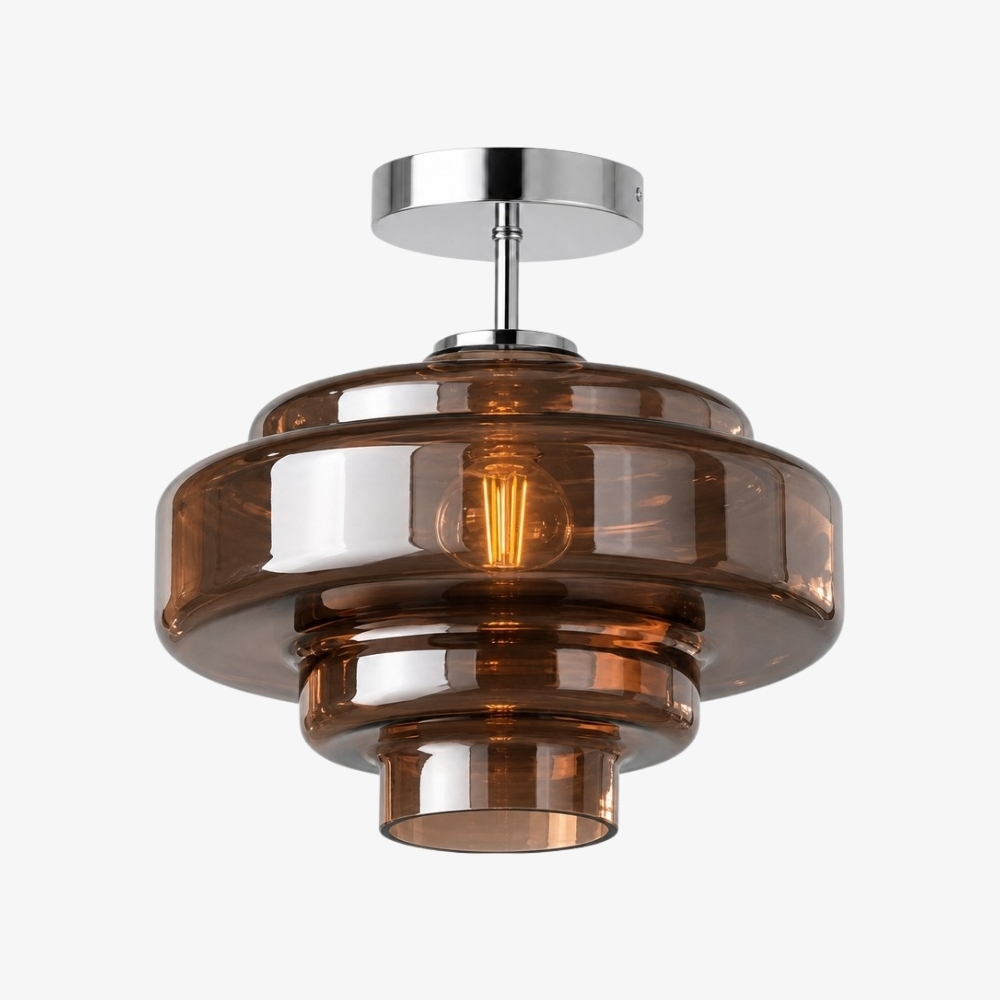 Koloro Glass Ceiling Light - Layered Rounded Design Lampshade for Hallway or Cloakroom T2251
