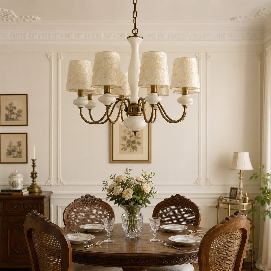Shellure Retro Shell Texture Chandelier - Sculptural Coastal Home Lighting Fixture T2203