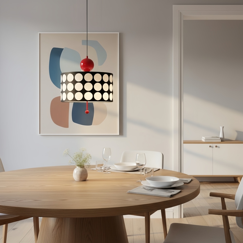 Dotrelia Geometric Lattice Pendant Lamp - Modern Leather Shade for Dining Room T1175