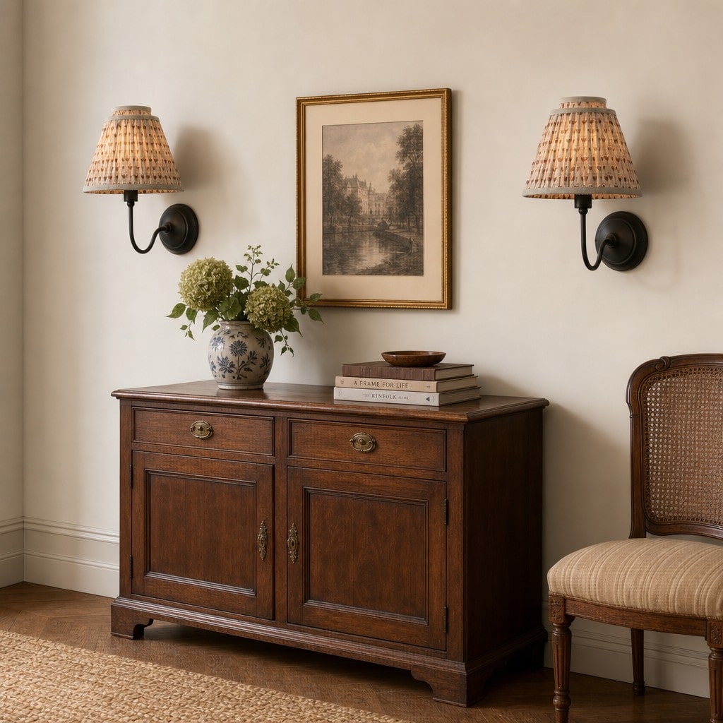 Solmire Contemporary Wall Light - Tailored Fabric Metal Wall Fixture for Bedroom and Hallway T2215