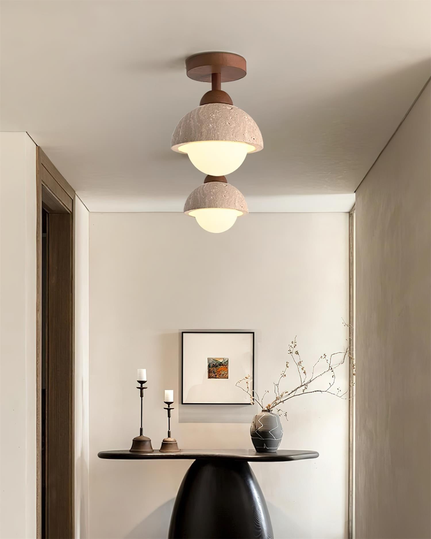 Minimalist Travertine Flush Mount - Mediterranean Style for Entryway M164