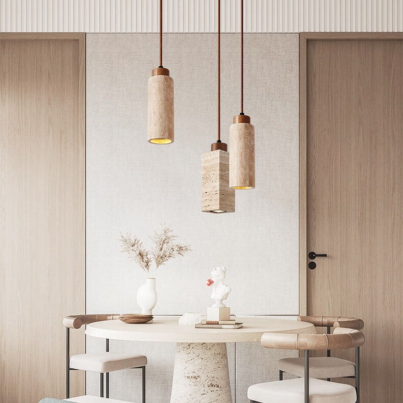 Wabi Sabi Solid Wood Stone Pendant Light G32