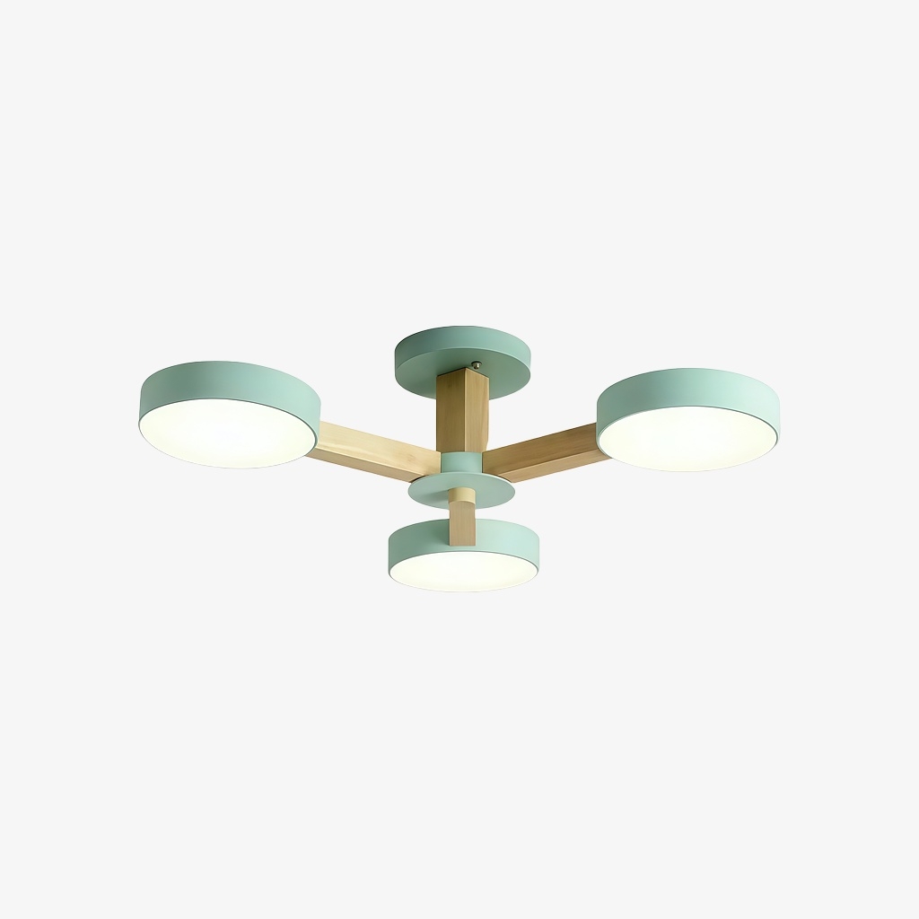 Elegant Wood Branch Ceiling Lamp - LED Disc Chandelier for Living Room or Bedroom S388