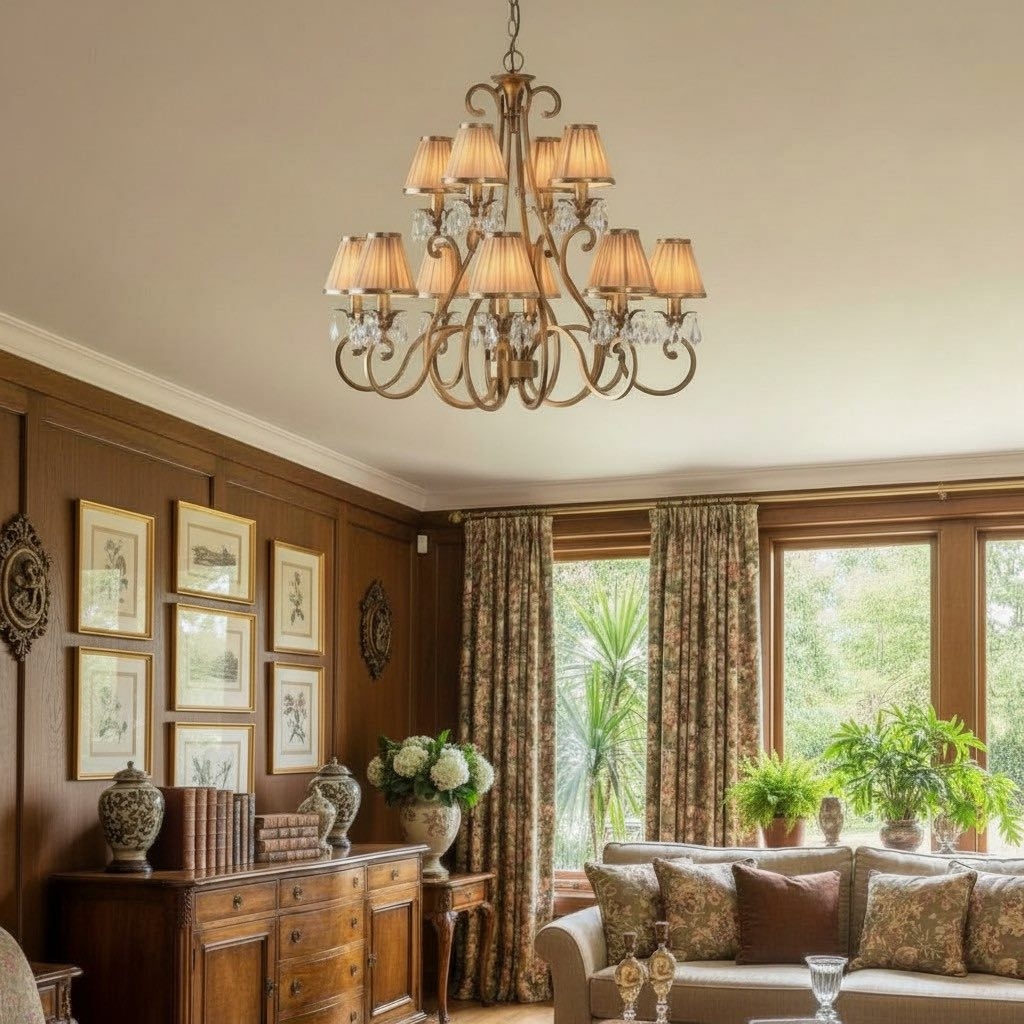 Talonis Multi-light Fabric Chandelier - Elegant Metal Curved Arms for Dining and Living T932