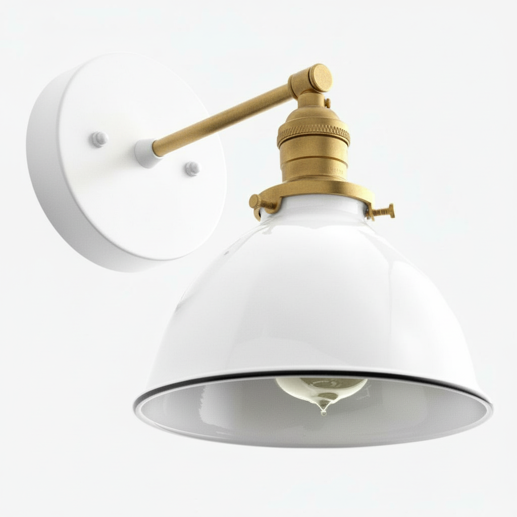 Conique Metal  Wall Sconce - White Metal Shade - Industrial Modern Lighting T307