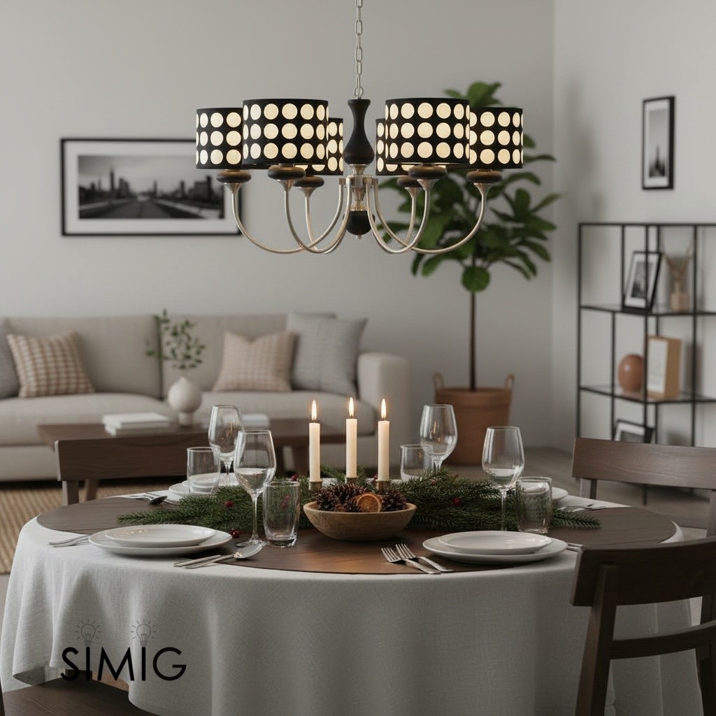 Geometry Black Polka Dots Fabric Chandelier S364