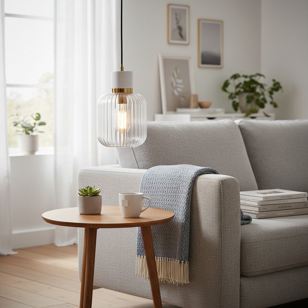 Korlisse Natural Stone and Glass Pendant Light - Stylish Lamp for Lounge or Living Room T929