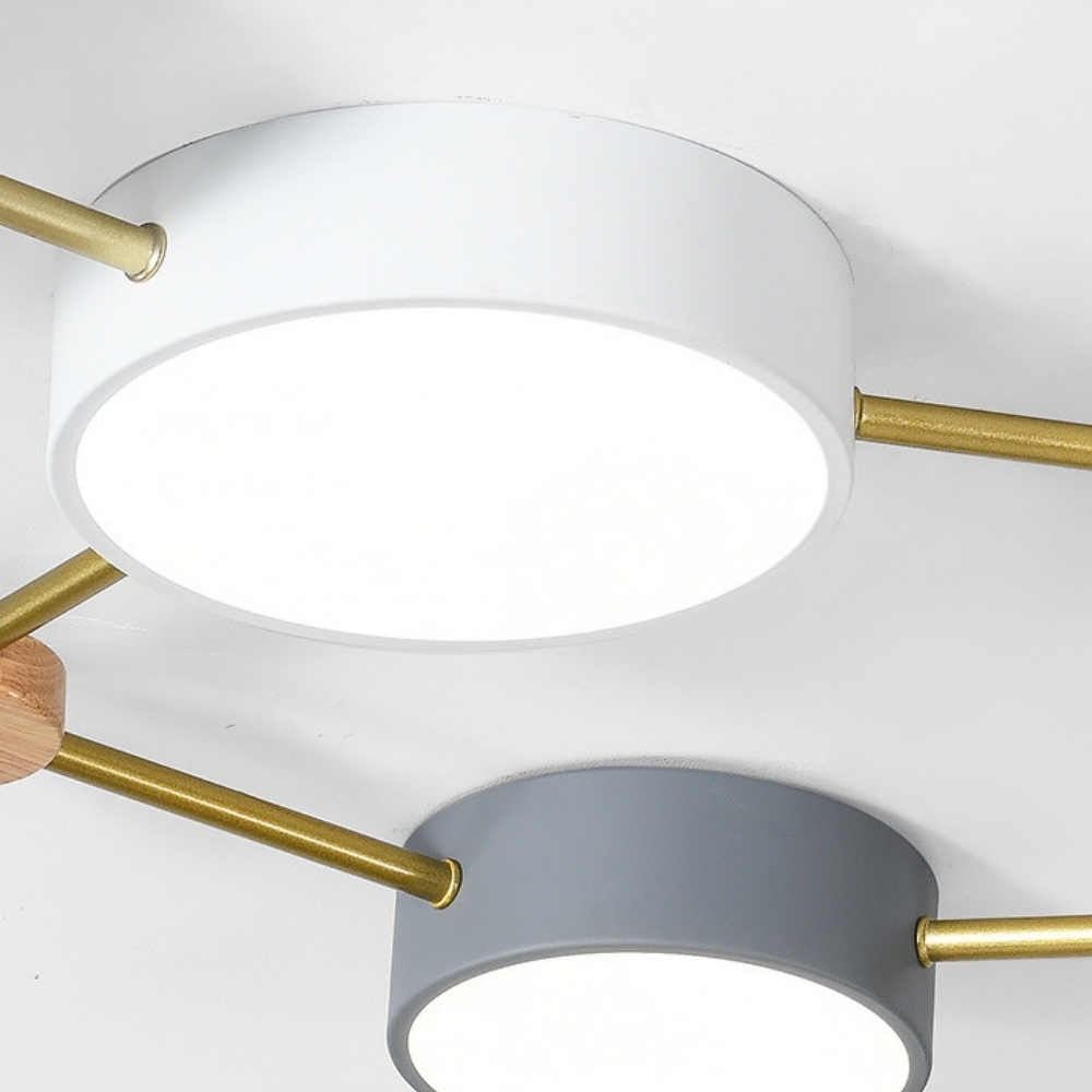 Contemporary LED Ceiling Lamp - Nordic Circle with Wood Branches for Bedroom S382