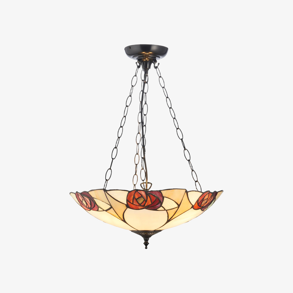 TF Ingram Handcrafted Stained Glass Ceiling Lamp - Vintage Art Deco Tiffany Light for Dining Room T1020