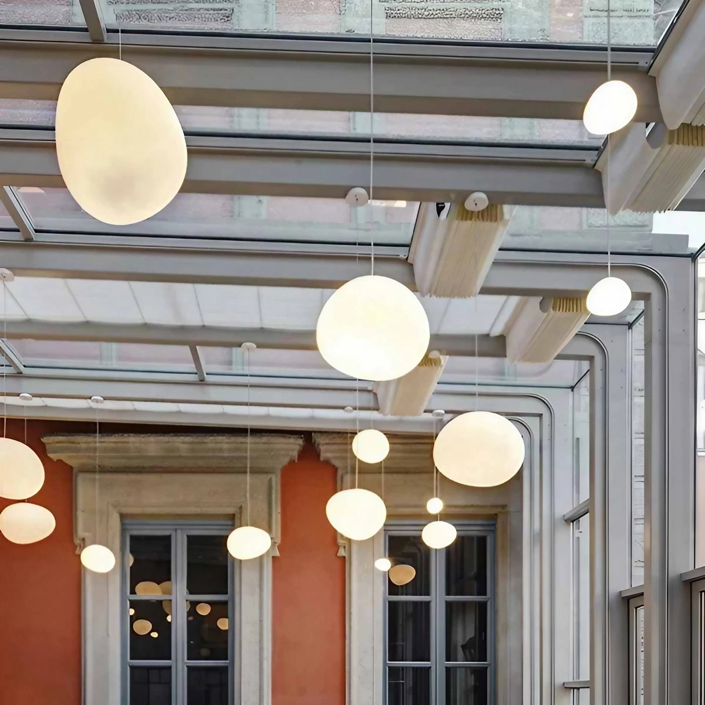 Pebble Orb Deco Milk Glass Pendant Light S161