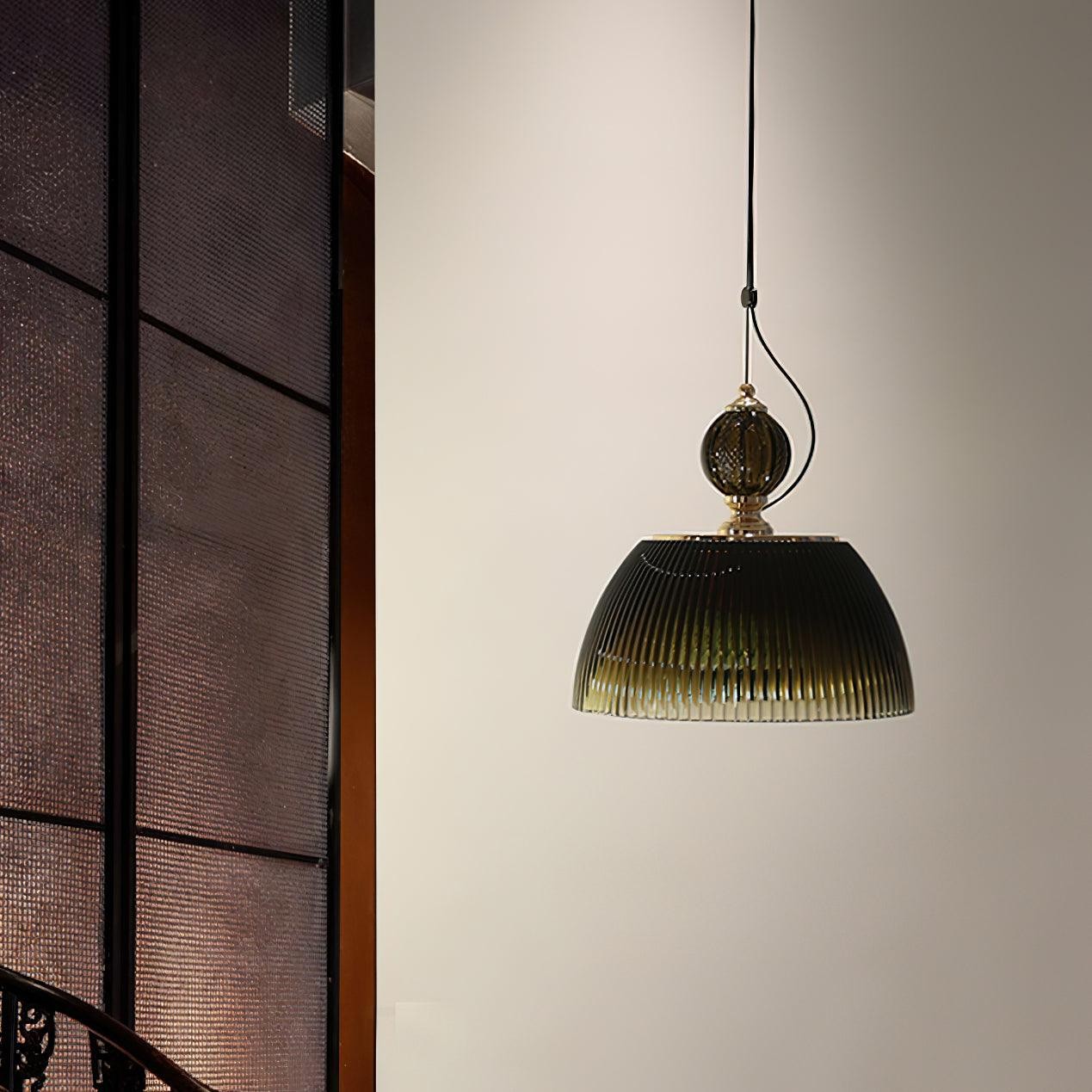 Modern Vintage Gradient Green Glass Shade Single Head Pendant Lamp M361