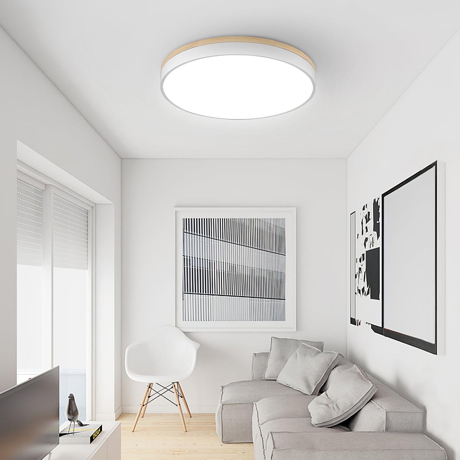 White Round Wooden Ceiling Lamp M197