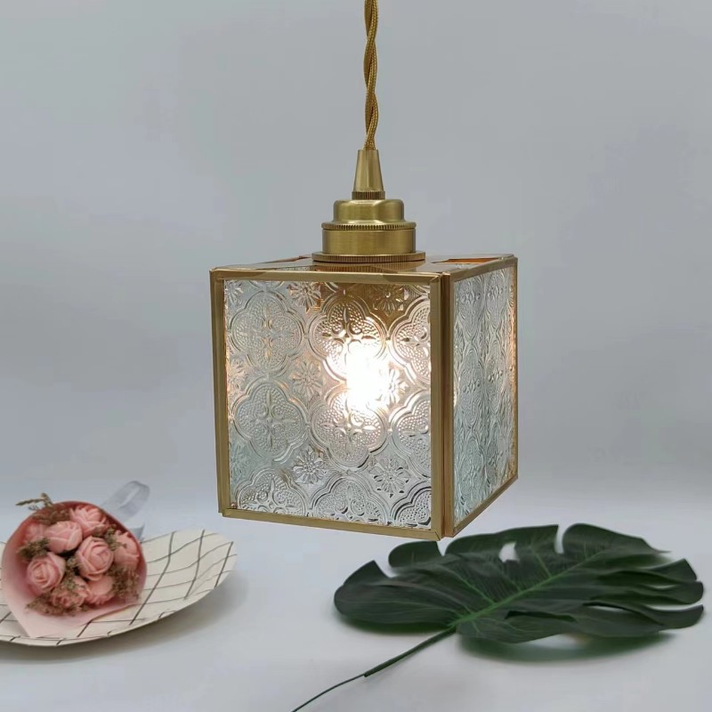 Japanese Vintage Begonia Glass Pendant Light