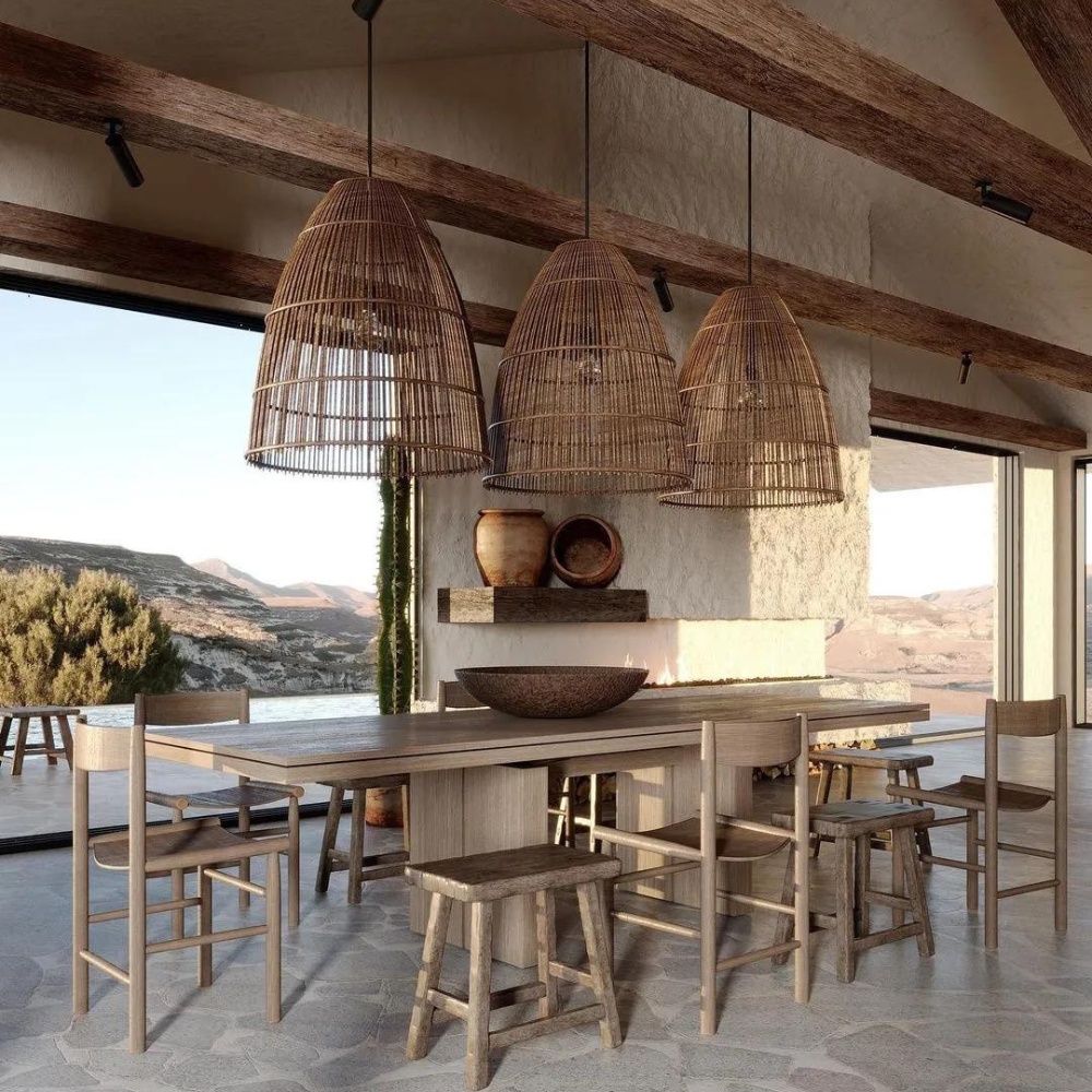 Runa Boho Rattan Pendant Light T2055