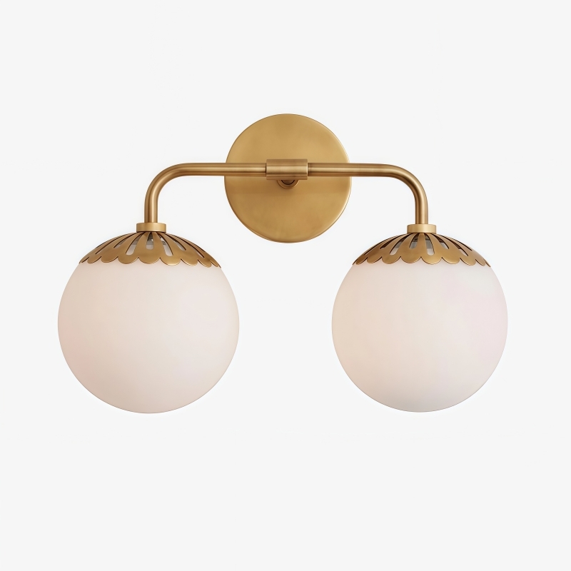 Vinbrea Glass Globe Wall Lamp - Minimal Curved Arm Light for Living Room T1209