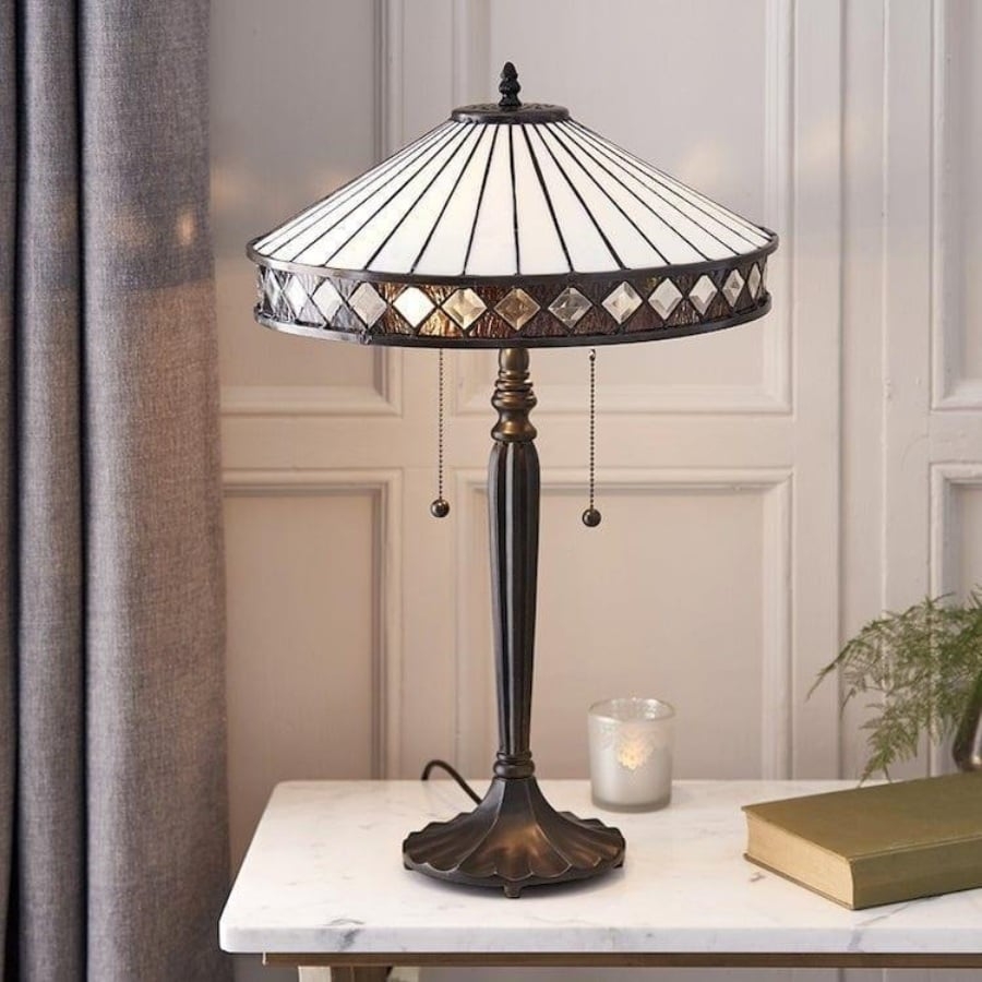 TF Fargo Geometric Glass Tiffany Lamp - Art Deco Table or Floor Light T643