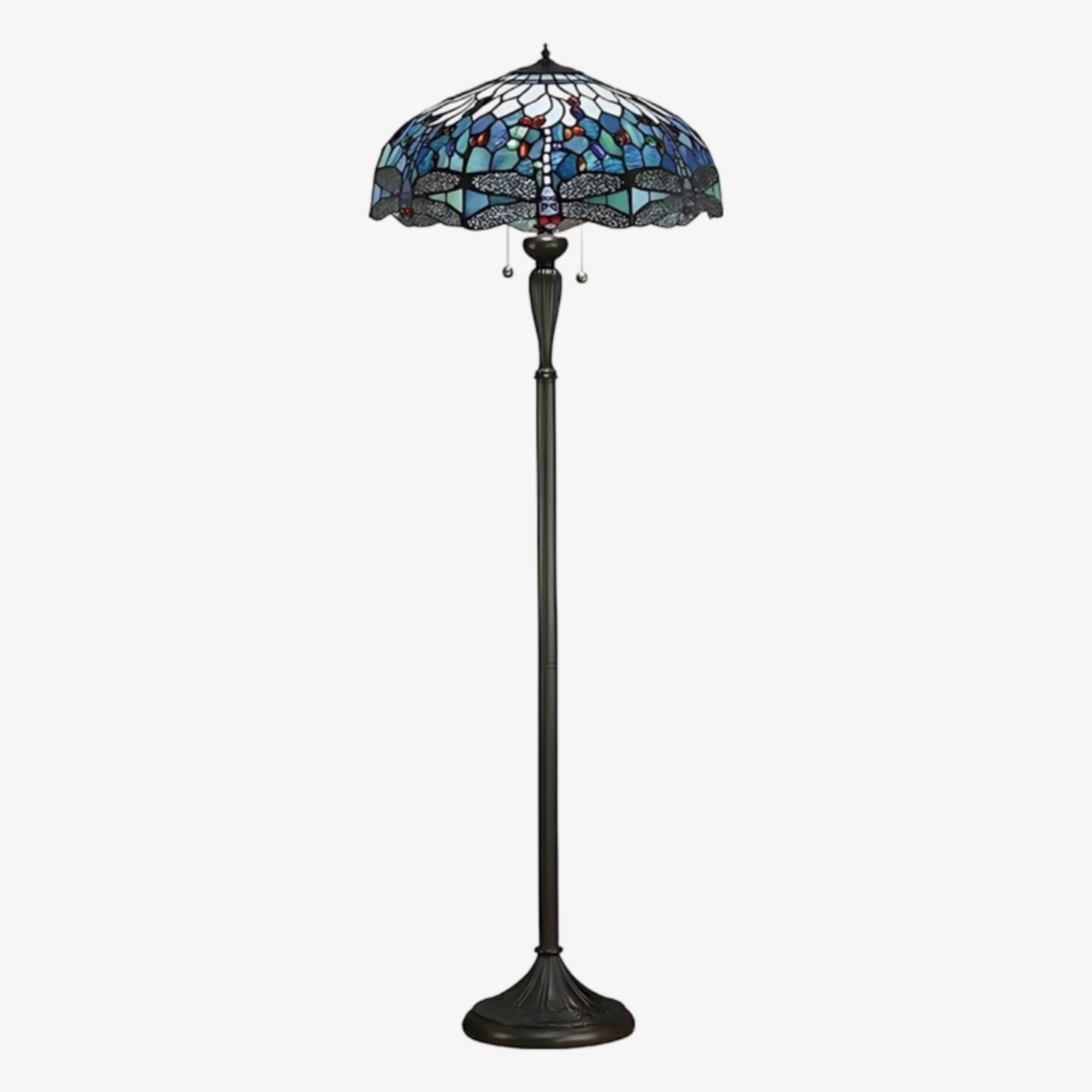 TiffStar Art Glass Floor Lamp with Ornamental Pattern Shade - Standing Light for Living Rooms T943