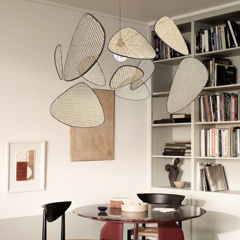 Screen Cannage Pendant Light - Woven Rattan Design for Living Room