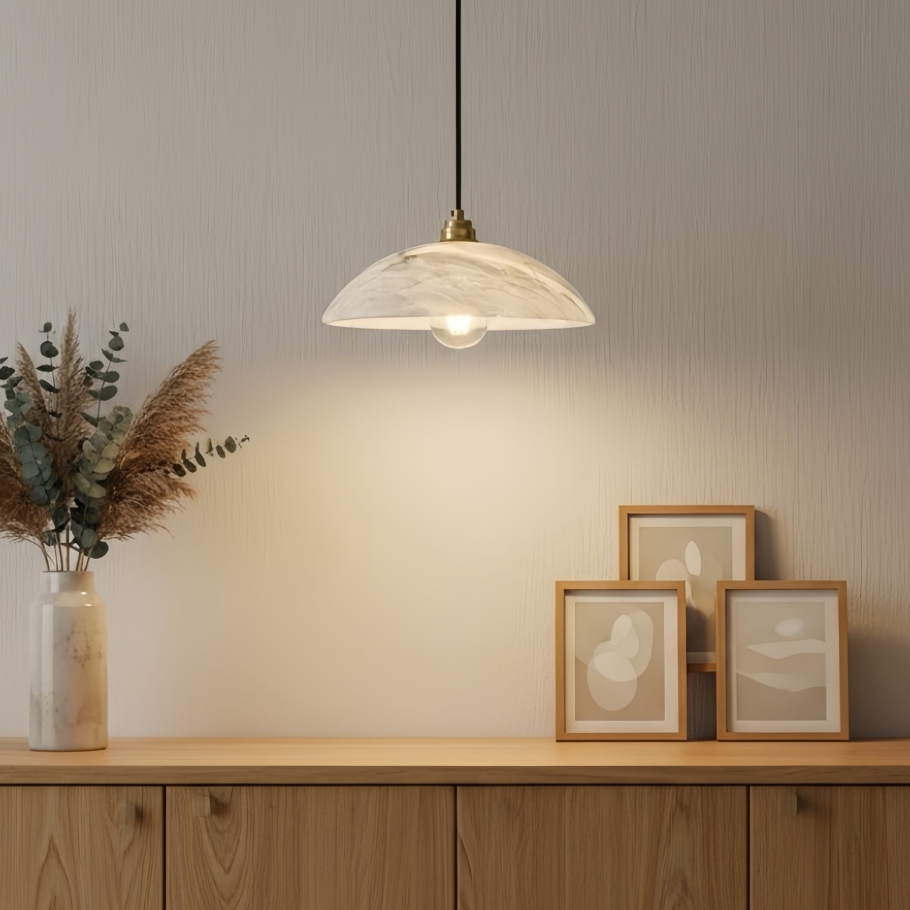 Alariv Elegant  Alabaster Dome Pendant Light - Modern Stone Lighting for Dining or Living T1160