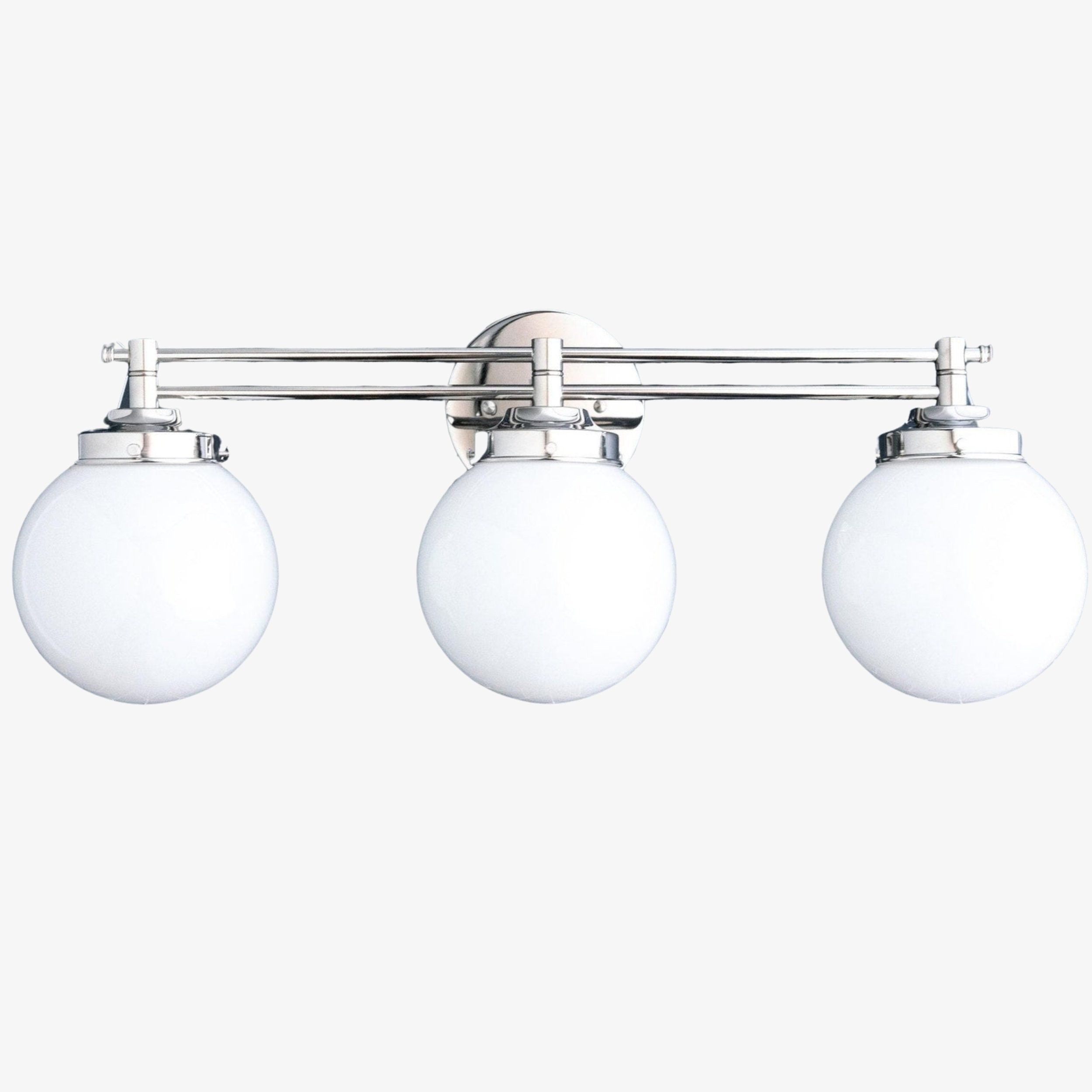 Glorica Glass Contemporary Vanity Light - 3 Light Globe Bathroom Fixture Opal Glass T352