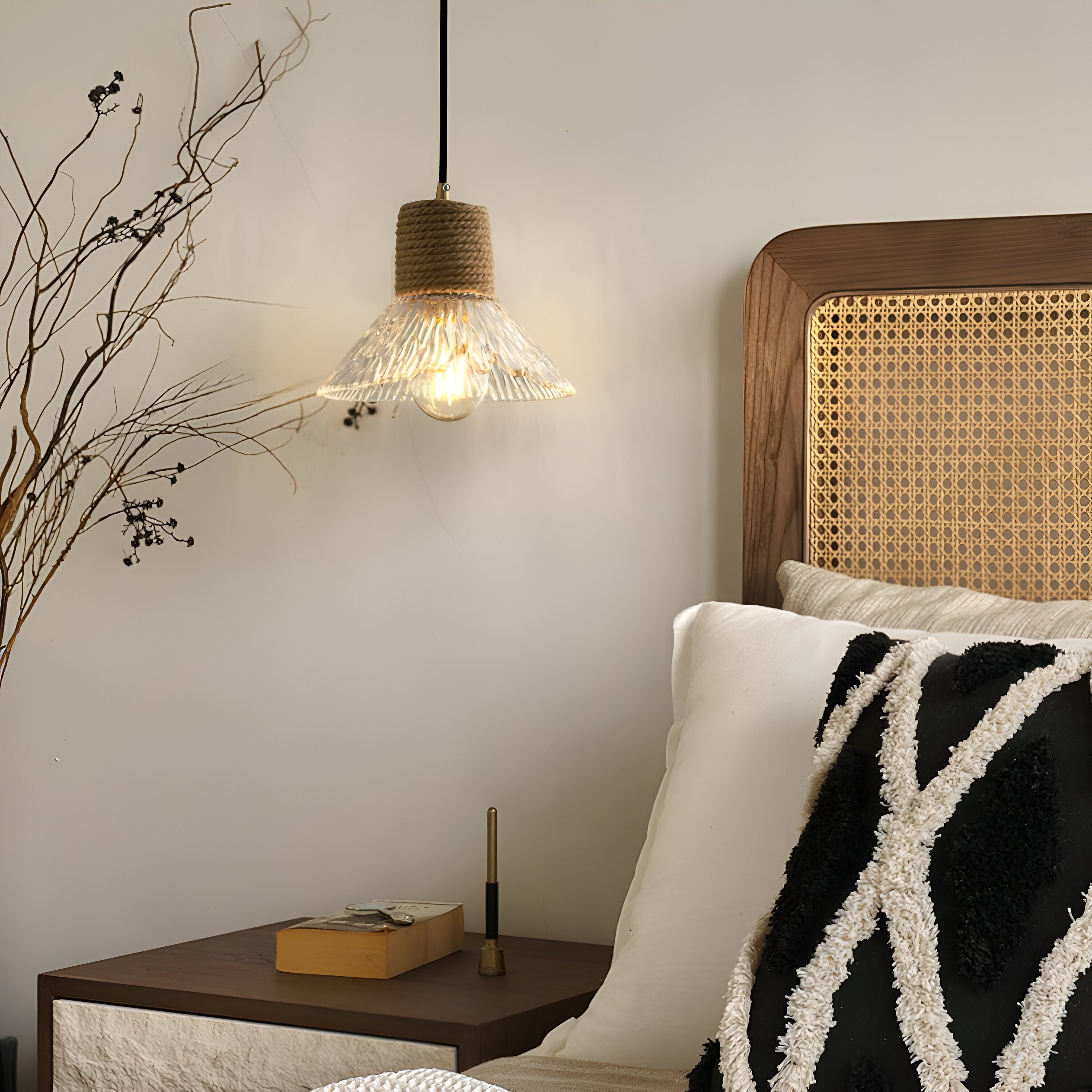 Nordic Hemp Rope Glass Pendant Light T2162