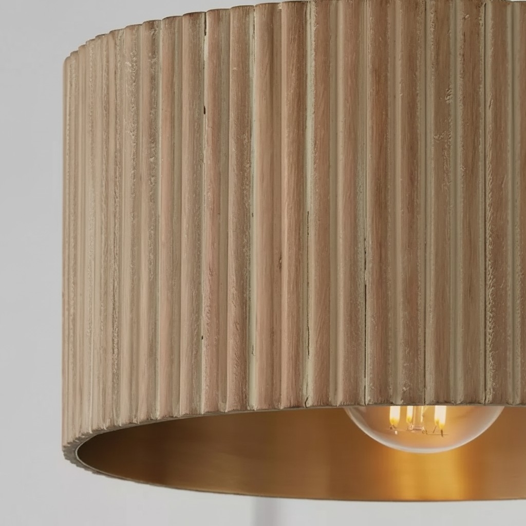 Flutera Fluted Drum Ceiling Light – Farmhouse Textured Flush Mount  Lighting for Living and Bedroom T1090