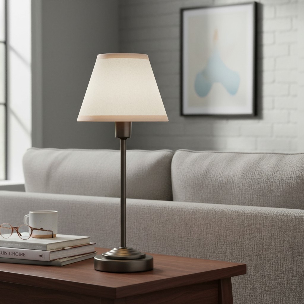 Bronzuno Textured Fabric Desk Lamp - Modern Metal Base Lighting for Offices or Lounges T927