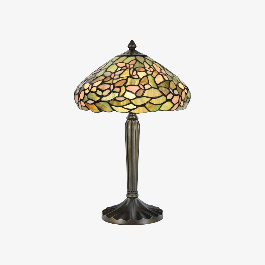 TF Sorenia Table Lamp - Warm Stained-Glass Floral Art-style Lamp for Living Room or Bedroom T893