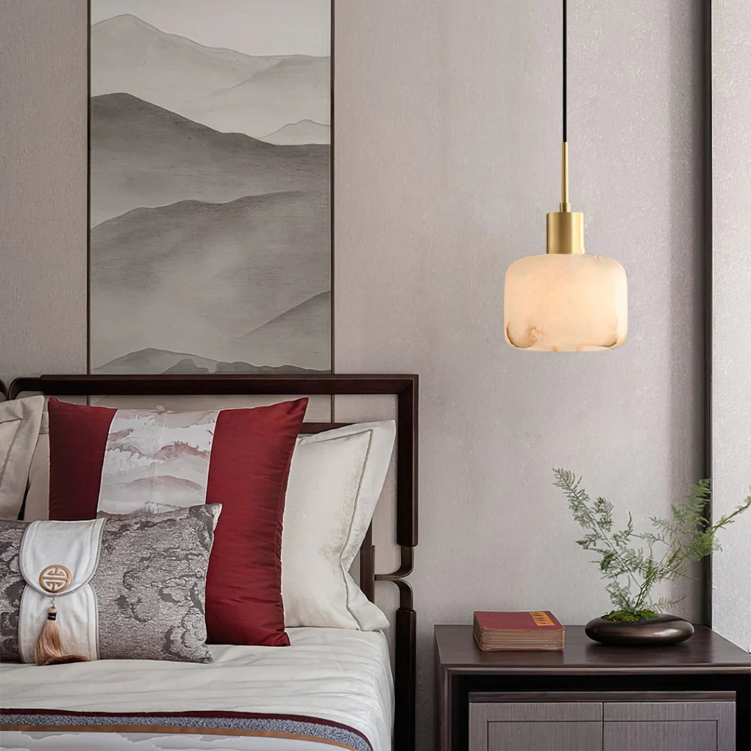 Velia Acorn Alabaster Minimalist Pendant Light T2168