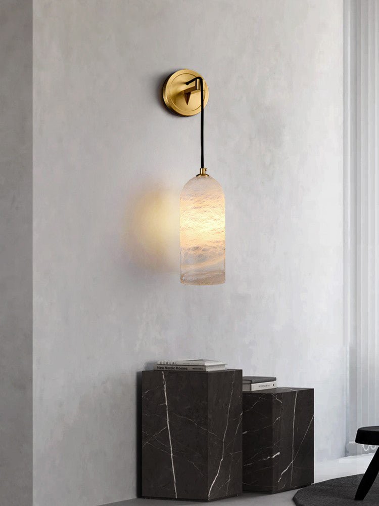 Modern Minimalist Copper Natural Marble Adjustable Wire Wall Lamp M346
