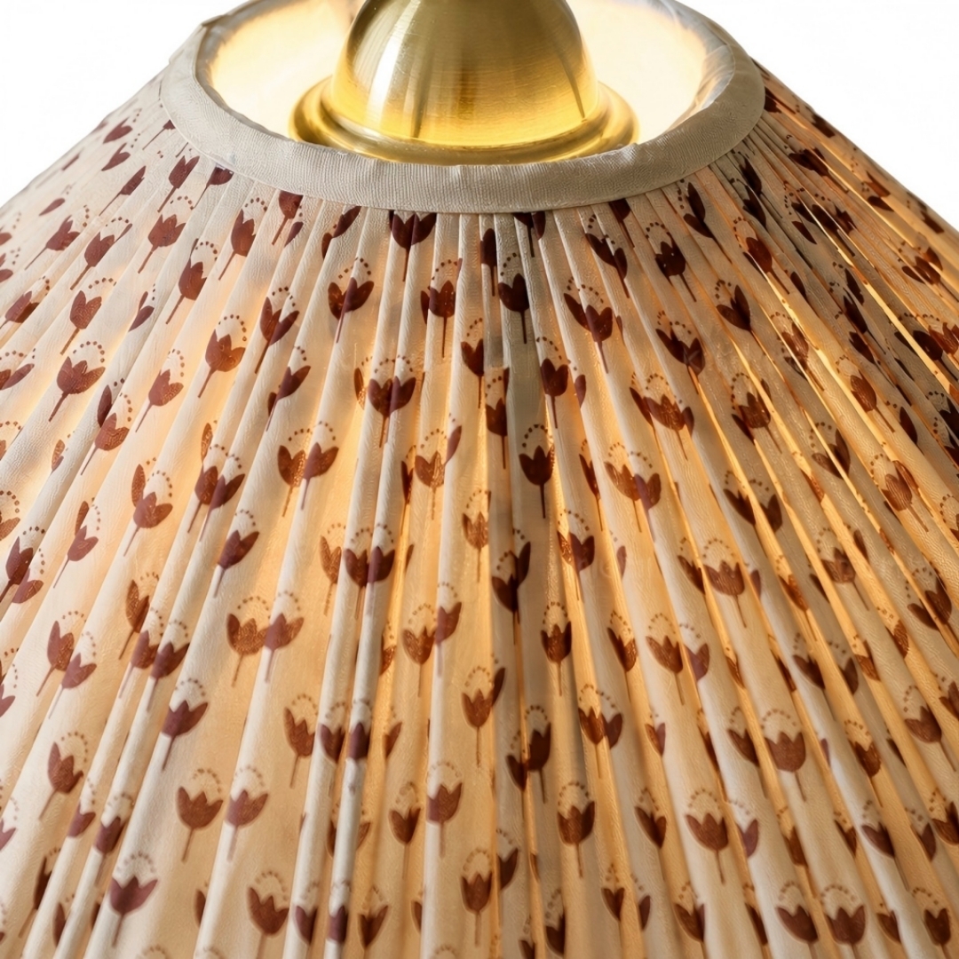 Veslin French Style Floral Arc Floor Lamp - Pleated Fabric Floor Light for Bedroom T2194