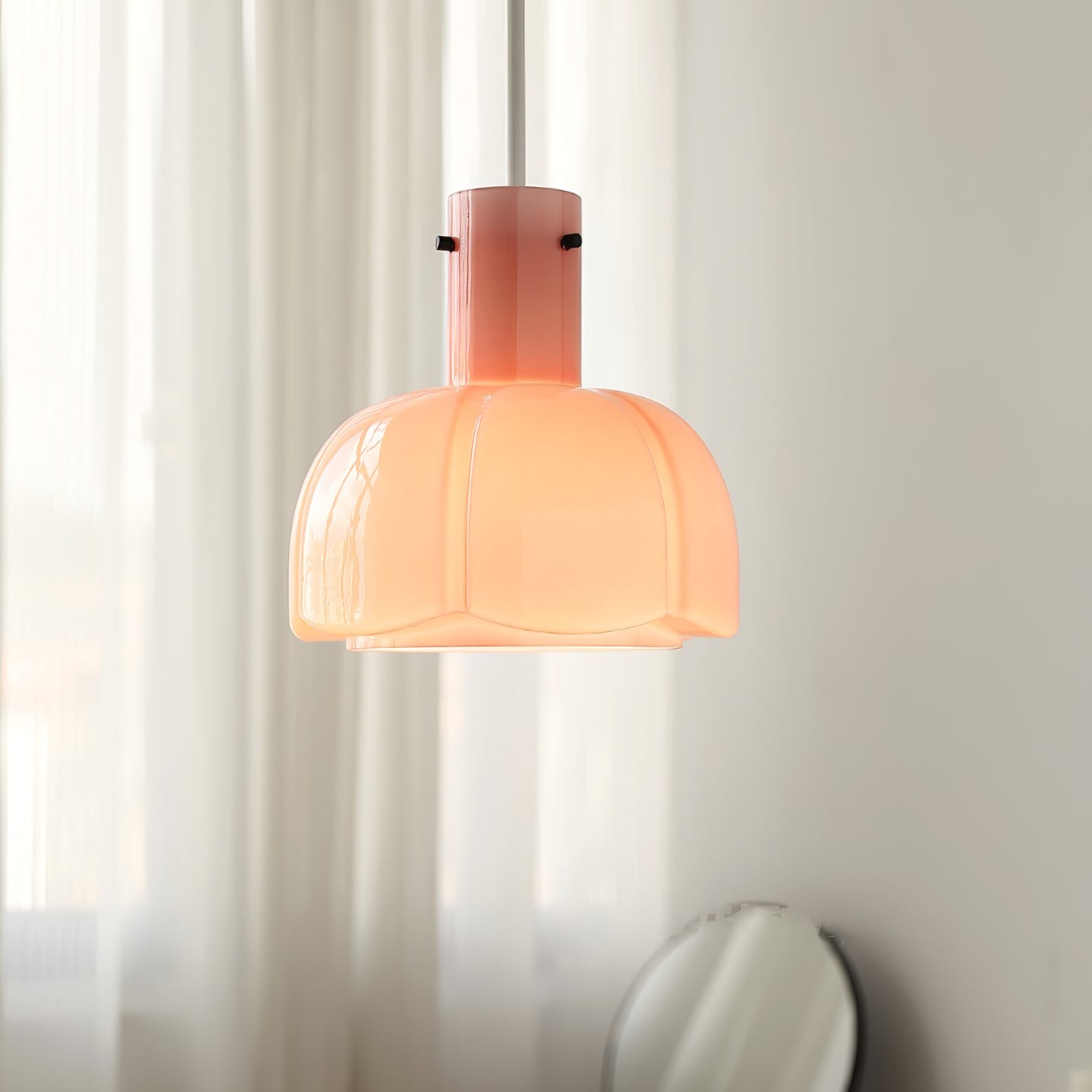 French Pastoral Style Petal Glass Pendant Light M23