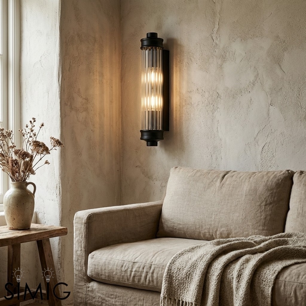 Bravira Ribbed Cylindrical Glass Sconce - Nordic Modern Wall Light U03