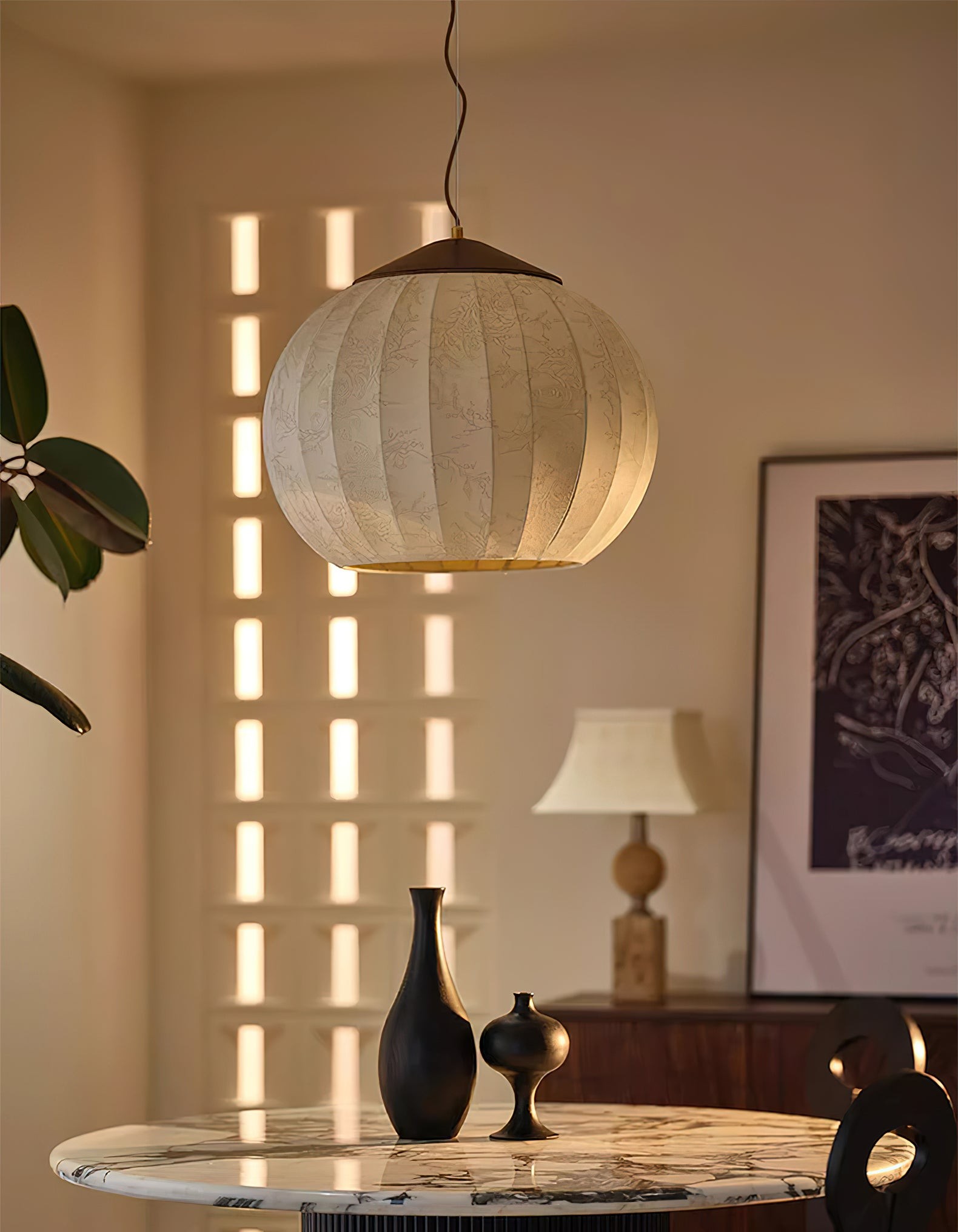 Japanese Style Fabric Lantern Pendant Lamp M547