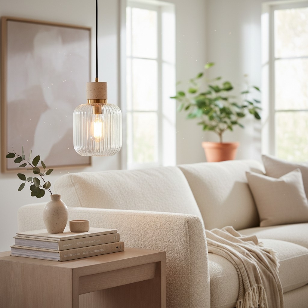 Korlisse Natural Stone and Glass Pendant Light - Stylish Lamp for Lounge or Living Room T929